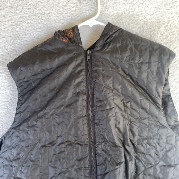 Scotch and Soda Puffer Vest Womens XL Brown Quilted Full Zip Floral Outwear - Picture 8 of 14